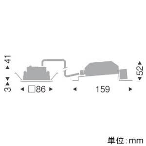 LED角型ベースダウンライト 高気密SB形 1000TYPE FHT32W・白熱球100W