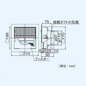 パナソニック 吸込グリル 樹脂製 壁・天井・床用 フィルター付 φ100用  FY-GRV04-W 画像2