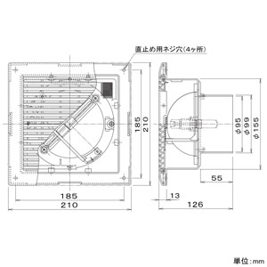 パナソニック 給排気グリル 天井・壁・床用 パイプ径φ100mm フィルター・風量調節板付 ホワイト  FY-GWV043-W 画像2