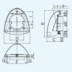 パナソニック パイプファン システム換気部材 パイプフード 深形 薄壁用 樹脂製 風圧式シャッター付 φ100用  FY-MKP04 画像2