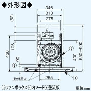 パナソニック サイドフード ACモータータイプ 右壁設置用 24時間・局所換気兼用 適用パイプφ150mm  FY-9DPG2R-S 画像3