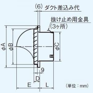 パナソニック 丸形パイプフード アルミ製 ガラリ付 φ75用  FY-MCA031 画像3