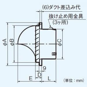 パナソニック 丸形パイプフード ステンレス製 ガラリ付 φ75用  FY-MCX031 画像3