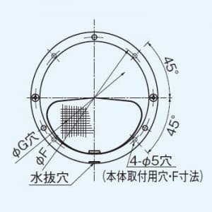 パナソニック 丸形パイプフード アルミ製 防虫網付 防火ダンパー付 温度ヒューズ72℃ φ150用  FY-MNAA062 画像2