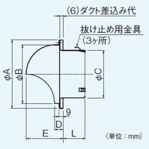 パナソニック 丸形パイプフード アルミ製 防虫網付 φ75用  FY-MNA031 画像3