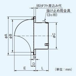 パナソニック 丸形パイプフード ステンレス製 防虫網付 φ75用  FY-MNX031 画像3