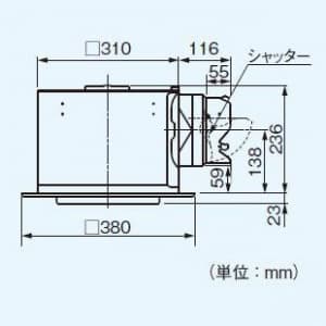 パナソニック 天井埋込形換気扇 排気・強-弱 低騒音・特大風量形 鋼板製本体 ルーバーセットタイプ フラットパネル形 埋込寸法:320mm角 適用パイプ径:φ150mm  FY-32FPG7 画像2