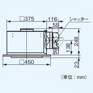 パナソニック 天井埋込形換気扇 排気・強-弱 低騒音・大風量形 鋼板製本体 ルーバーセットタイプ フラットパネル形 埋込寸法:385mm角 適用パイプ径:φ150mm  FY-38FPK7 画像2