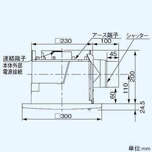 パナソニック 天井埋込形換気扇 ルーバーセットタイプ 低騒音・自動運転形 24時間常時換気 強・弱速調付 埋込寸法240mm角 適用パイプφ100mm 温度センサー・フィルター付  FY-24CFT8V 画像2