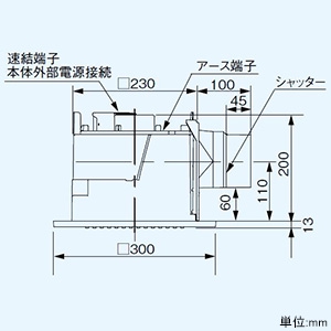 パナソニック 天井埋込形換気扇 ルーバーセットタイプ 低騒音・自動運転形 24時間常時換気 強・弱速調付 埋込寸法240mm角 適用パイプφ100mm 温度センサー付  FY-24CT8V 画像2