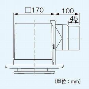 パナソニック 天井埋込形換気扇 給気専用 樹脂製本体 ルーバーセットタイプ パネルタイプ:ホワイト 埋込寸法:177mm角 適用パイプ径:φ100mm  FY-17CA6-W 画像2