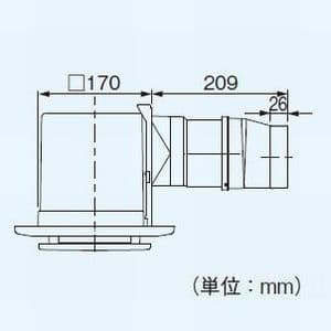 パナソニック 天井埋込形換気扇 給気専用 電気式シャッター付 樹脂製本体 ルーバーセットタイプ パネルタイプ:ホワイト 埋込寸法:177mm角 適用パイプ径:φ100mm  FY-17CAS6-W 画像2