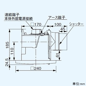 パナソニック 天井埋込形換気扇 ルーバーセットタイプ 低騒音・自動運転形 24時間常時換気 強・弱速調付 埋込寸法177mm角 適用パイプφ100mm 湿度センサー・フィルター付  FY-17CFH8V 画像2