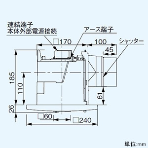 パナソニック 天井埋込形換気扇 ルーバーセットタイプ 低騒音・自動運転形 24時間常時換気 強・弱速調付 埋込寸法177mm角 適用パイプφ100mm 人感センサー・フィルター付  FY-17CFR8V 画像2