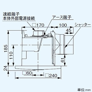 パナソニック 天井埋込形換気扇 ルーバーセットタイプ 低騒音・自動運転形 局所換気専用 埋込寸法177mm角 適用パイプφ100mm 人感センサー付  FY-17CR8 画像2