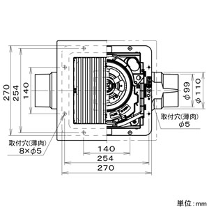 パナソニック 天井埋込形換気扇 ルーバーセットタイプ 2室用 大風量形 埋込寸法□240mm パイプ径φ100mm 風圧式高気密シャッター付  FY-24CPK8 画像3