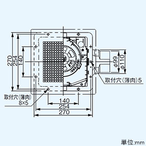 パナソニック 天井埋込形換気扇 ルーバー別売タイプ 低騒音形 24時間常時換気 強・弱速調付 埋込寸法240mm角 適用パイプφ100mm 換気スイッチ付  FY-24J8VC 画像4