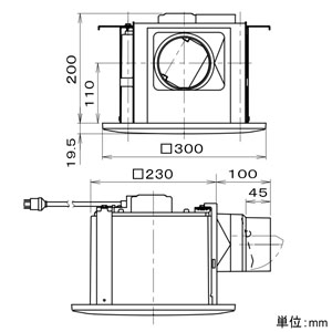 パナソニック 天井埋込形換気扇 サニタリー用 BL認定品 埋込寸法□240mm パイプ径φ100mm 風圧式気密シャッター付  FY-24CK6BLS 画像2