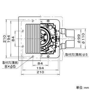 パナソニック 天井埋込形換気扇 ルーバーセットタイプ 埋込寸法□177mm パイプ径φ100mm 風圧式高気密シャッター付  FY-17CD8V 画像3