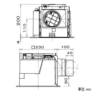 パナソニック 天井埋込形換気扇 ルーバー別売タイプ 大風量形 埋込寸法□240mm パイプ径φ100mm 風圧式高気密シャッター付  FY-24JDK8 画像2