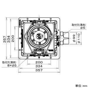 パナソニック 天井埋込形換気扇 ルーバー別売タイプ 埋込寸法□320mm パイプ径φ100mm 風圧式高気密シャッター付  FY-32JDSD8 画像3