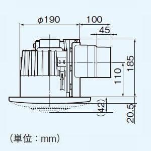 パナソニック 天井埋込形換気扇 《丸形天井埋込換気扇 まる天》 排気 低騒音形 樹脂製本体 ルーバーセットタイプ 丸形・丸穴タイプ 埋込寸法:φ200mm 適用パイプ径:φ100mm  FY-20MC1 画像2