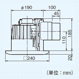 パナソニック 天井埋込形換気扇 《丸形天井埋込換気扇 まる天》 排気 低騒音形 樹脂製本体 ルーバーセットタイプ 角形・格子タイプ 埋込寸法:φ200mm 適用パイプ径:φ100mm  FY-20MK1 画像2