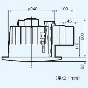 パナソニック 天井埋込形換気扇 《丸形天井埋込換気扇 まる天》 排気 低騒音・大風量形 樹脂製本体 ルーバーセットタイプ 丸形・丸穴タイプ 埋込寸法:φ250mm 適用パイプ径:φ100mm  FY-25MCK1 画像2