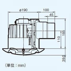 パナソニック 天井埋込形換気扇 《丸形天井埋込換気扇 まる天》 排気 低騒音形 樹脂製本体 ルーバー別売タイプ 埋込寸法:φ200mm 適用パイプ径:φ100mm  FY-20MB1 画像2