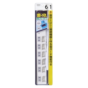 YAZAWA(ヤザワ) 雷ガード付6個口節電タップ1mホワイト  H4BKS661WH 画像2