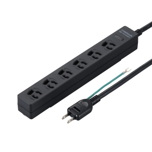 YAZAWA(ヤザワ) 3P抜け止めマグネットフック付タップ6個口5m黒 H5HJKNP605BK