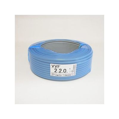 (N)住電日立ケーブル 【生産完了】VVFケーブル ビニル絶縁ビニルシース電力ケーブル平形 2.0mm 2心 100m巻 灰色 VVF2.0×2C×100m