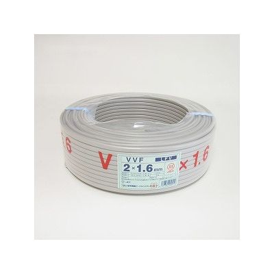 (N)昭和電線 【生産完了】VVFケーブル 600V ビニル絶縁ビニルシースケーブル平形 1.6mm 2心 100m巻 灰色 VVF1.6×2C×100m