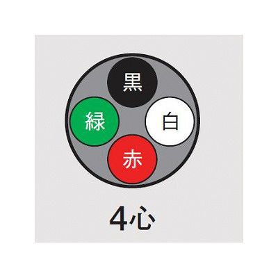 富士電線 300V 耐熱ソフトビニルキャブタイヤ丸形コード 1.25m ×4心×100m巻き 黒  ソフトVCTF1.25SQ×4C×100mクロ 画像2