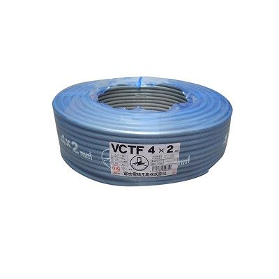 富士電線 ビニルキャブタイヤ丸形コード 2.0m  4心 100m巻 灰色  VCTF2.0SQ×4C×100mハイ