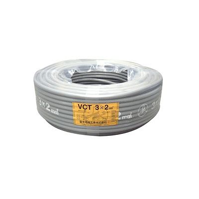 富士電線 ビニルキャブタイヤケーブル 2.0m ×3心×100m巻き 灰色  VCT2.0SQ×3C×100mハイ
