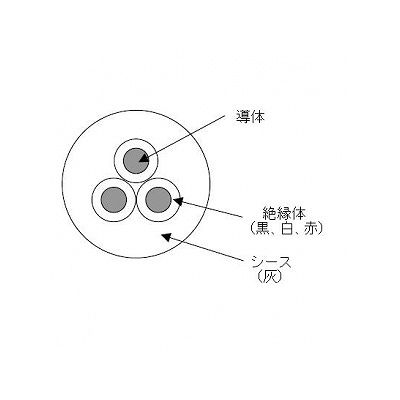 富士電線 エコ電線(耐燃性ポリエチレンキャブタイヤコード) 3心 0.75m  100m巻き 灰色  EM-ECTF0.75×3C×100m 画像2