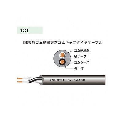 富士電線 1種天然ゴム絶縁天然ゴムキャブタイヤケーブル 0.75m  2心 100m巻  1CT0.75SQ×2C×100m 画像2