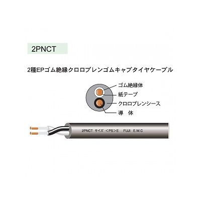 富士電線 2種EPゴム絶縁クロロプレンゴムキャブタイヤケーブル 0.75m  2心 100m巻  2PNCT0.75SQ×2C×100m 画像2