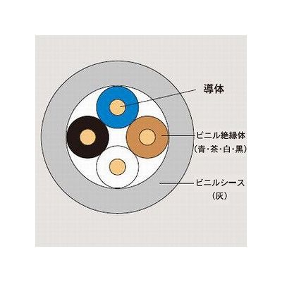 富士電線 4Cデンワ線 埋込屋内電話線 0.65mm 100m巻  4Cデンワセン0.65mm×100m 画像2