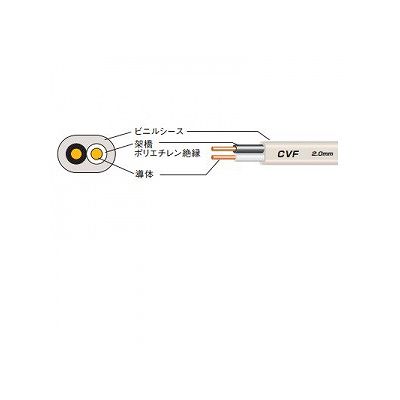 富士電線 600V架橋ポリエチレン絶縁ビニルシースケーブル平形 2.0mm 2心 100m巻  CVF2×2C×100m 画像2