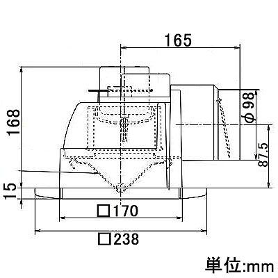 高須産業 天井埋込形換気扇 格子パネルタイプ 強制排気用 低騒音形 接続パイプ:φ100mm 開口寸法:175×175mm  TK-180NS 画像2