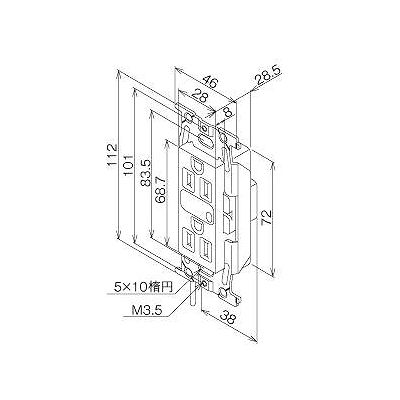 明工社 ML医用接地埋込ダブルコンセント C形 Sタイプ 通電表示ランプ付 15A 125V 白  ML1272T4W 画像2