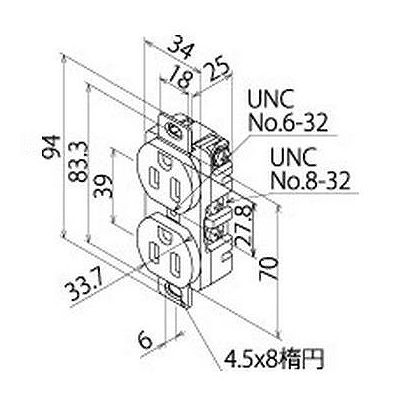 明工社 UL・CSA 輸出機器用 接地埋込ダブルコンセント 15A 125V  ME2869 画像2