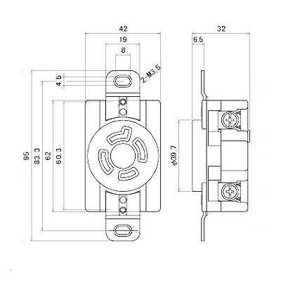 明工社 UL・CSA 輸出機器専用 接地引掛埋込コンセント 3P 20A 125V/250V  MH2833 画像2