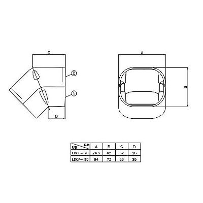 因幡電工 スリムダクトLD コーナー立面45° 曲り 70タイプ ブラウン  LDCF-70-B 画像2