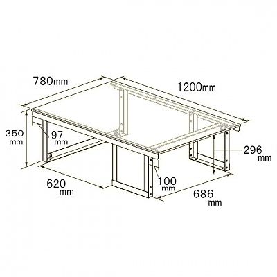 ジェフコム バンキャビネット テーブルタイプ サイズ:幅1200×奥行780×高さ350mm  SCT-T08 画像2