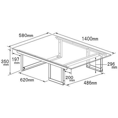 ジェフコム バンキャビネット テーブルタイプ サイズ:幅1400×奥行580×高さ350mm  SCT-T07 画像2