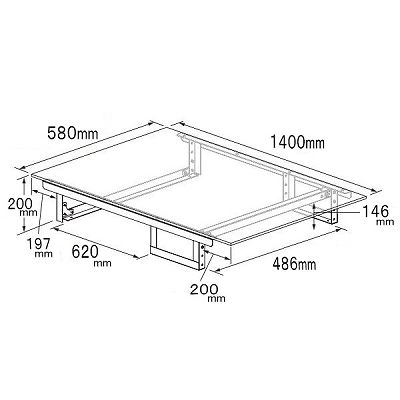 ジェフコム バンキャビネット テーブルタイプ サイズ:幅1400×奥行580×高さ200mm  SCT-T03 画像2
