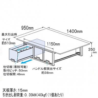 ジェフコム バンキャビネット 3列引き出しタイプ サイズ:幅1150×奥行950×高さ350mm  SCT-F08 画像2